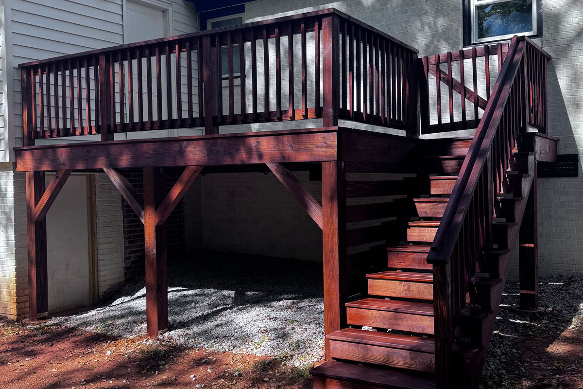 Restored and stained deck boards