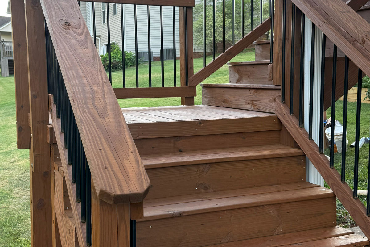 Deck stained a warm wood tone