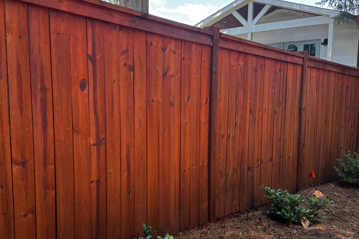 Rich oil-stained privacy fence in Greenville SC